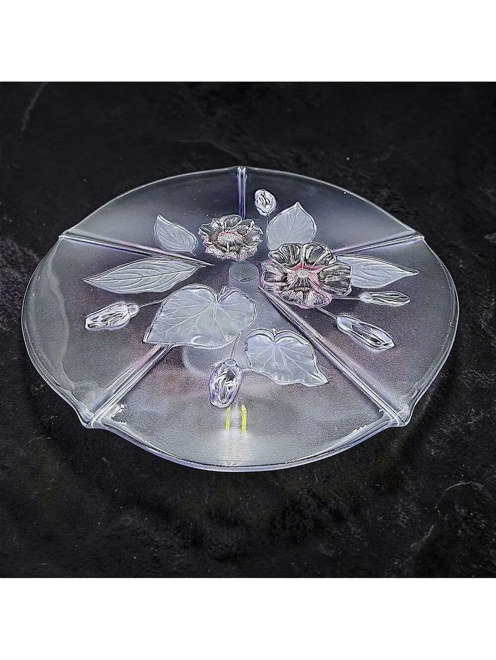Vintage Mikasa Calypso Pastel Giftware Floral Glass Cake Stand - Large (13